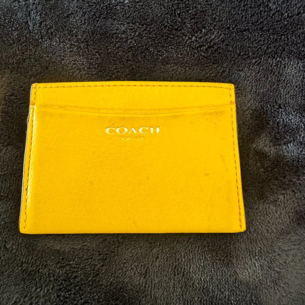 Coach Leather Card Holder – Yellow – Slim Business or Credit Card Case